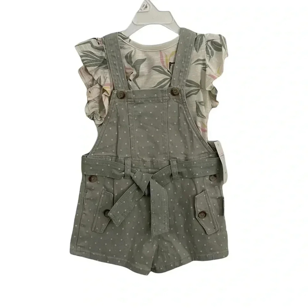 Jessica Simpson overall shorts outfit EUC